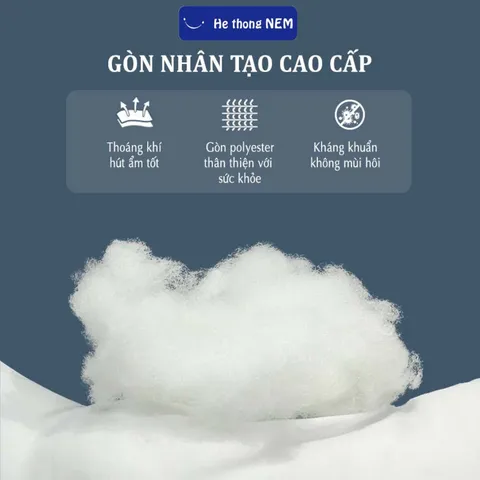 Ruột gối nằm ngủ Hệ Thống Nệm cao cấp Ruột gối hơi 50x70 nằm ngủ cho người lớn bông gòn không xẹp chuẩn khách sạn 5 sao