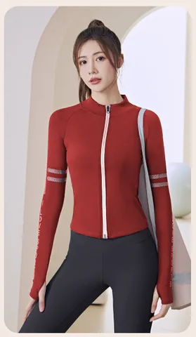 Áo Khoác Thể Thao Dài Tay Cổ Đứng Chất Vải Polyester Khô Thoáng Nhanh - Phù Hợp Chạy, Đạp Xe, Yoga - Quà Tặng Thể Thao Hấp Dẫn