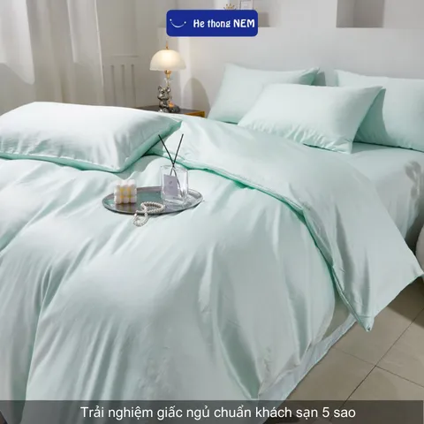 Bộ Chăn Ga Gối 5 Món Hệ Thống Nệm Bộ Vỏ Chăn Ga Ra Drap Grap Gối Nệm Đệm 5 Món Phủ Giường Vải Cotton 100% Cao Cấp