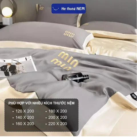 Bộ Chăn Ga Gối 5 Món Hệ Thống Nệm Cao Cấp Bộ Set Chăn Ga Drap Grap Phủ Trải Giường Gối Nệm Đệm 5 Món Lụa Thái Sang Trọng