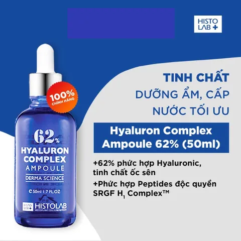 Serum Histolab 62% Hyaluron Complex 50ml - Tinh Chất Cấp Ẩm Phục Hồi Da, Giúp Da Căng Mướt, Mịn Màng, Không Paraben, Không Cồn