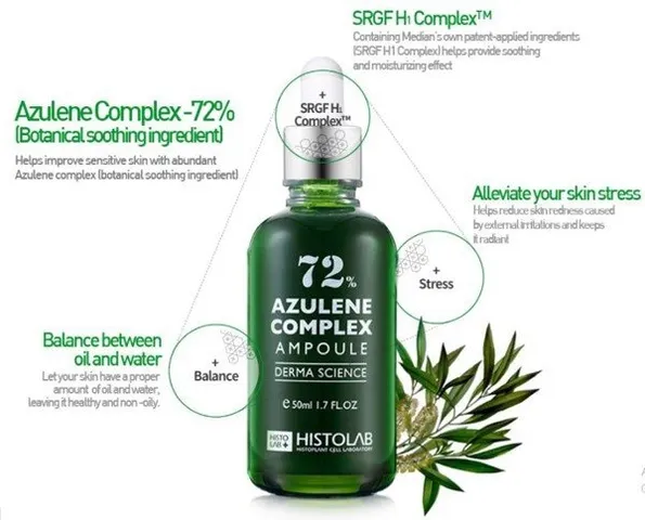 Serum Histolab 72% Azulene Complex Giảm Mụn - Ampoule Làm Dịu Da Kiểm Soát Bã Nhờn - Không Parabens, Cồn, Hương Liệu Nhân Tạo - 50ml