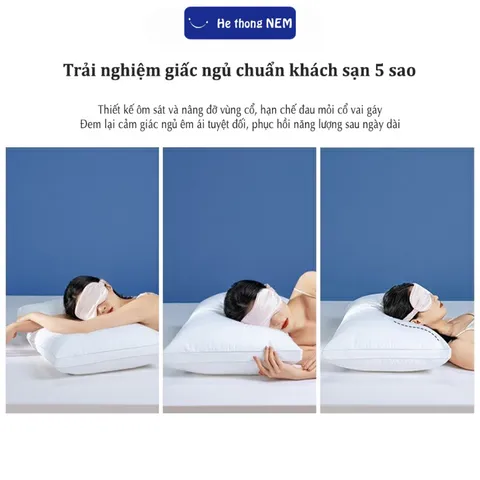 Ruột gối lông vũ nhân tạo Hệ Thống Nệm cao cấp Ruột gối nằm ngủ lông vũ 50x70 40x60 chuẩn khách sạn 5 sao siêu êm ái