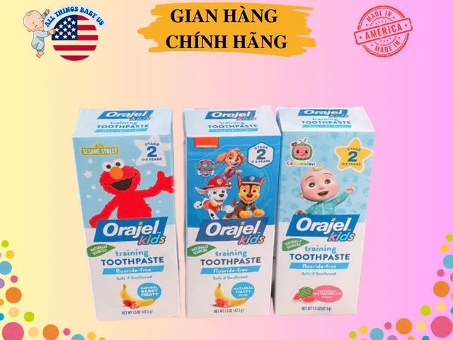 Kem Đánh Răng Cho Trẻ Orajel PAW Patrol 42.5g - Không Chứa Fluoride, Hương Vị Trái Cây, An Toàn Cho Trẻ Em