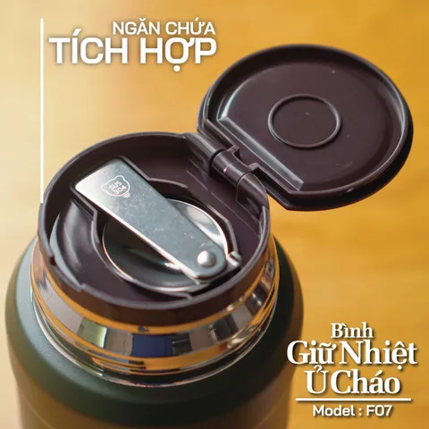 Bình ủ Cháo, Bình Giữ Nhiệt 2GOOD F07, 800ml, inox Cao Cấp 316, Kèm Thìa, Túi Giữ Nhiệt - Hàng Chính Hãng