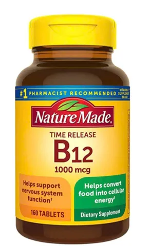 Viên uống bổ sung Vitamin B12 Nature Made 1000 mcg - Giúp cải thiện tình trạng thiếu máu, 160 viên, chất lượng Mỹ
