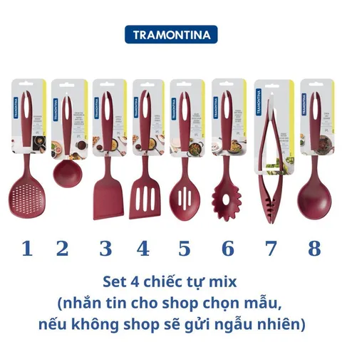 Bộ 4 Dụng Cụ Nấu Ăn Tramontina - Muôi Vá Xẻng Bằng Nhựa PA, Chịu Nhiệt 180 Độ, An Toàn, Xuất Xứ Brazil