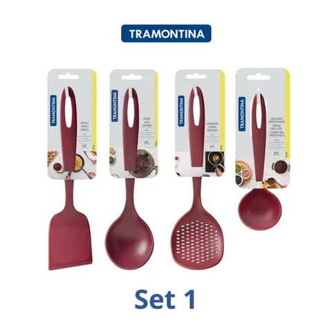 Bộ 4 Dụng Cụ Nấu Ăn Tramontina - Muôi Vá Xẻng Bằng Nhựa PA, Chịu Nhiệt 180 Độ, An Toàn, Xuất Xứ Brazil