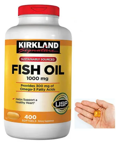 Viên uống Dầu cá Kirkland Signature™ Omega-3 Fish Oil 1000mg 400 Viên - Hỗ trợ sức khỏe tim mạch, chống viêm hiệu quả