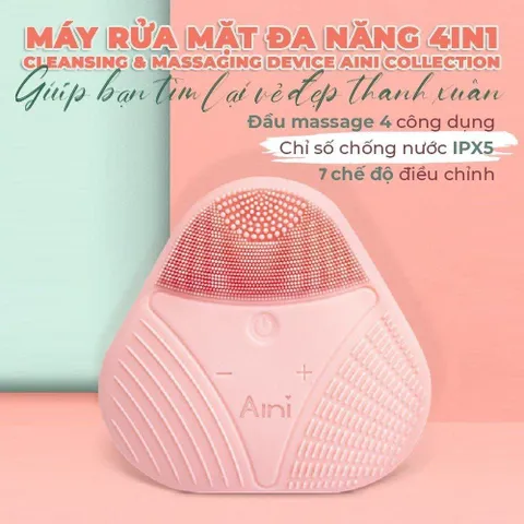 Máy Rửa Mặt Silicone AINI 4IN1 - Làm Sạch Lỗ Chân Lông & Tạp Chất - Công Nghệ Đa Rung Động Chống Thấm Nước, Sạc USB