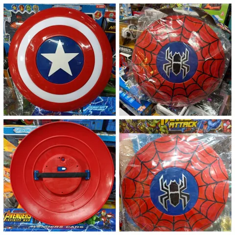 Đồ Chơi Khiên Chắn Siêu Nhân Đèn và Nhạc - Captain America và Spider-Man - Trẻ Em Chơi Đồ Chơi Siêu Anh Hùng