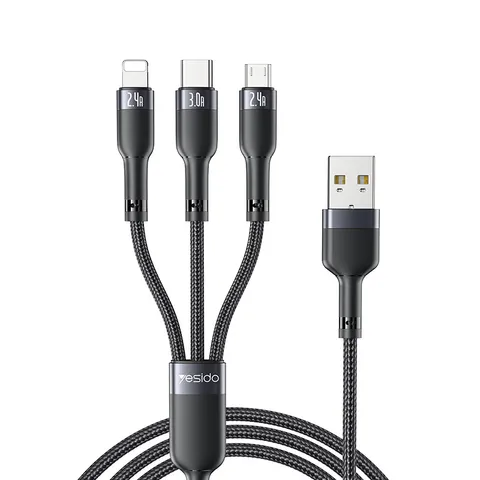 Cáp sạc nhanh 3.0A đa năng 3 in 1 Yesido CA91 USB-C/Type-C