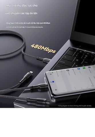 Cáp sạc nhanh 3.0A đa năng 3 in 1 Yesido CA91 USB-C/Type-C