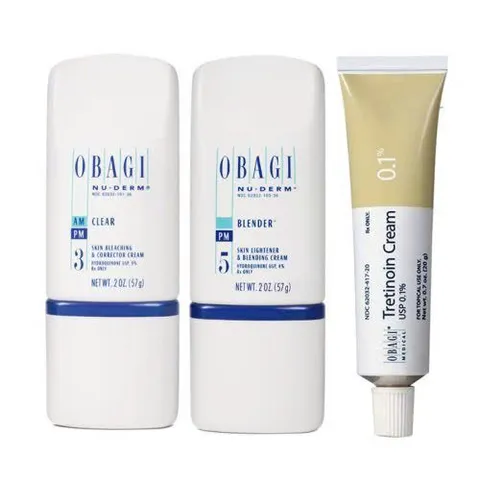 Bộ 3 Kem Dưỡng Trắng Da Obagi Nuderm Clear & Blender & Tre Cream 0.1% - Giảm Nám Tàn Nhang, Làm Sáng Da Tự Nhiên