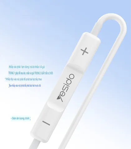 Tai Nghe Dây Nhét Tai Lightning Yesido YH51 cho iPhone/iPad - Âm Thanh Sống Động, Thiết Kế Thoải Mái, Màu Trắng