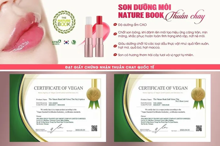 Son Dưỡng Môi Thuần Chay The Nature Book - Dưỡng Ẩm Cho Mẹ Bỉm Và Bé Gái, Trẻ Trung, An Toàn, Hàn Quốc
