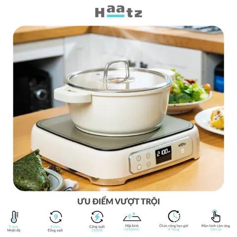 Bếp Từ Đơn Haatz HIS819 (CIM260) Màn Hình Led, 2100W Mặt Kính Ceramic, 9 Mức Nhiệt, Hẹn Giờ - Hàng Chính Hãng