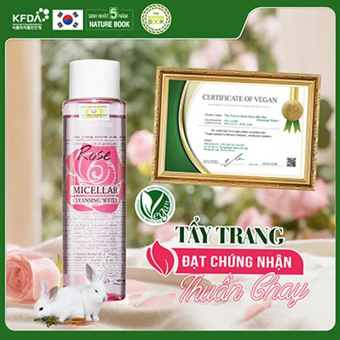 Nước Tẩy Trang Hoa Hồng Nature Book - Micellar Water Hàn Quốc Dưỡng Ẩm, Làm Sạch Da, Phù Hợp Mọi Loại Da 200ml