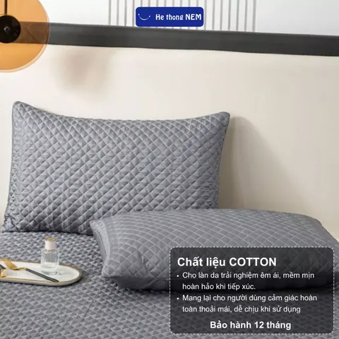 Combo Chăn Ga Gối Đệm Cao Cấp 5 Món Hệ Thống Nệm Bộ Set Chăn Ga Drap Grap Chần Bồng Phủ Trải Dường Giường Gối Nệm Đệm 5 Món