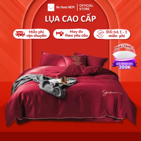 Combo 5 món chăn ra grap nệm Hệ Thống Nệm chính hãng - bộ chăn ga ra drap gối mền nệm đệm giường đẹp phi lụa thái  cao cấp 1m2 1m4 1m6 1m8 2m 2m2x2m