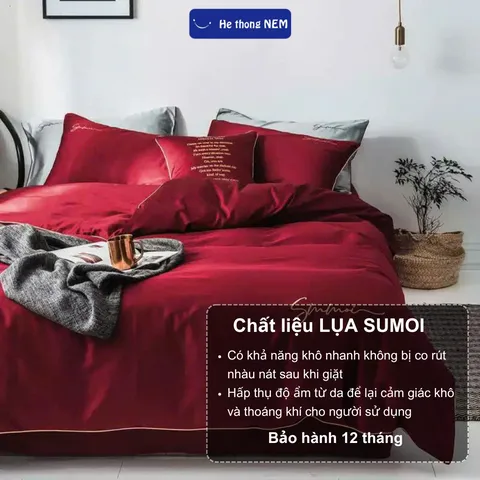 Combo 5 món chăn ra grap nệm Hệ Thống Nệm chính hãng - bộ chăn ga ra drap gối mền nệm đệm giường đẹp phi lụa thái  cao cấp 1m2 1m4 1m6 1m8 2m 2m2x2m