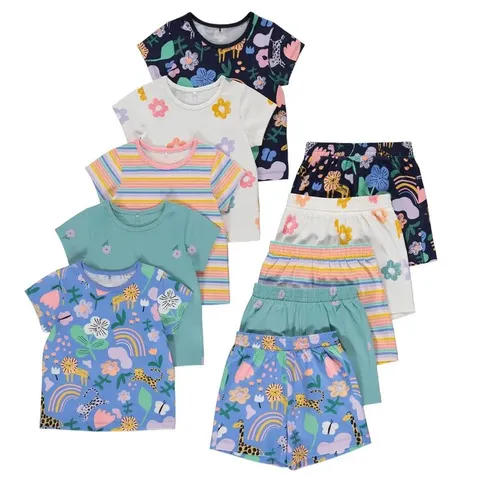 Set 5 Bộ Hè Bé Gái Chính Hãng Geo UK - Cotton Mềm Mát, Họa Tiết Hoa Đẹp - Thời Trang Mùa Hè Cho Trẻ Em