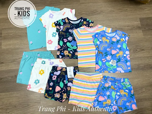 Set 5 Bộ Hè Bé Gái Chính Hãng Geo UK - Cotton Mềm Mát, Họa Tiết Hoa Đẹp - Thời Trang Mùa Hè Cho Trẻ Em