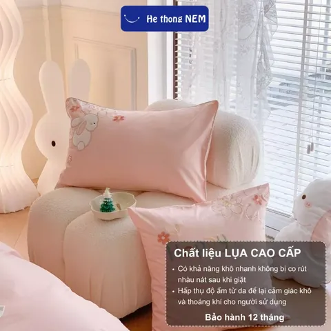 Bộ ga giường cute dễ thương Hệ Thống Nệm cao cấp Bộ set chăn ga drap grap phủ trải giường gối nệm đệm 5 món mát lạnh