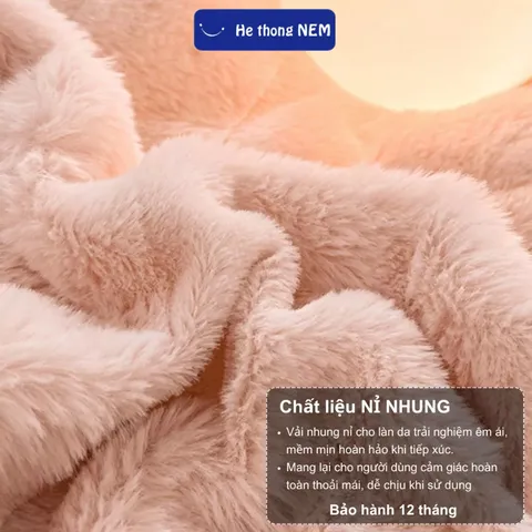 Bộ chăn ga gối đệm 5 món Hệ Thống Nệm cao cấp Bộ set vỏ chăn ga ra  phủ trải giường gối nệm đệm 5 món nỉ nhung mịn trần bông