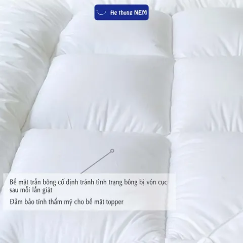 Topper lông vũ nệm dày 9cm Hệ Thống Nệm cao cấp tấm topper làm mềm niệm đệm dày 9cm mát lạnh xuất nhật lông vũ