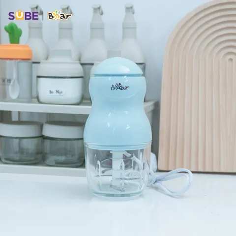 Máy Xay Đa Năng Bear GR-B03V8 (0.3L) - Máy Xay Mini Xay Đồ Ăn Dặm Cho Bé, Lưỡi Dao Thép Bền, Thủy Tinh Borosilicate, Bảo Hành 18 Tháng