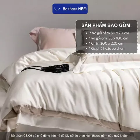 Bộ chăn ga 5 Món Lụa Tencel 80s Cao Cấp Hệ Thống Nệm Chính Hãng bộ drap chăn ga gối nệm giường vải lụa tencel cao cấp