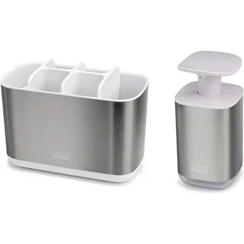 Bộ Hộp Đựng Bàn Chải Đánh Răng và Bình Xà Phòng Joseph Joseph 70551, Inox - Thiết Kế Thông Minh, Tiện Lợi Cho Nhà Tắm