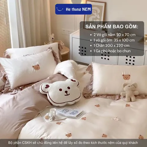 Bộ ga giường cao cấp Hệ Thống Nệm Set bộ vỏ chăn ga ra drap tencel trải phủ giường gối nệm đệm 5 món lụa tencel cao cấp