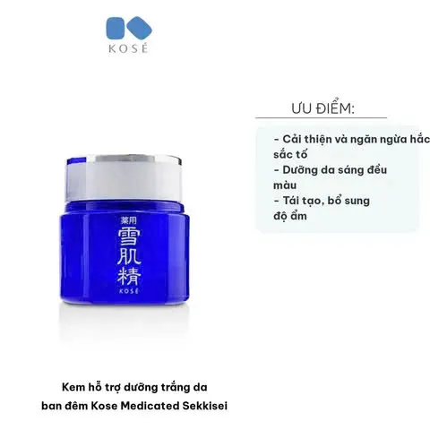 Kem Dưỡng Trắng Da Ban Đêm Kose Medicated Sekkisei - Hỗ Trợ Dưỡng Ẩm, Cải Thiện Sắc Tố Da - Sản Phẩm Nội Địa Nhật Bản