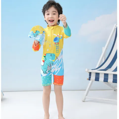 Đồ Bơi Trẻ Em Tay Dài Liền Thân Chống UV Cao Cấp - Kèm Nón Bơi, Sẵn Sàng Cho Mùa Hè Vui Tươi!