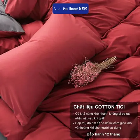 Bộ chăn ga gối cotton tici Hệ Thống Nệm set bộ vỏ chăn ga ra drap grap gối nệm đệm 5 món phủ giường vải cotton 100% cao cấp