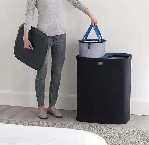 Thùng Đựng Đồ Giặt Joseph Joseph 50004 Tota 90L - Giỏ Phân Loại Quần Áo 2 Ngăn Chất Liệu Cao Cấp, Tiện Lợi Màu Đen