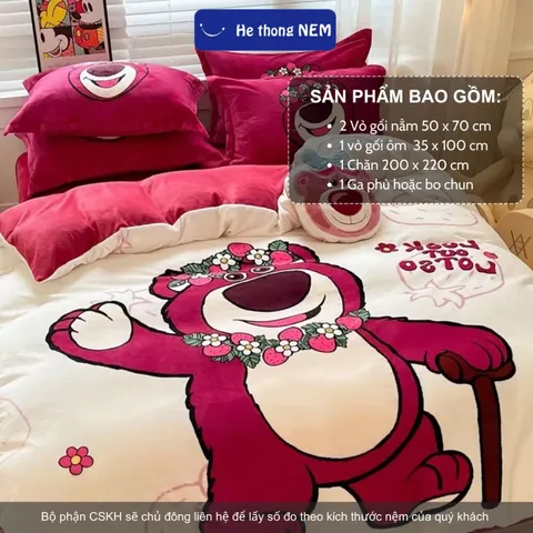 Bộ chăn ga gối đệm 5 món nỉ nhung cao cấp - Mềm mại, sang trọng, thoáng mát, phù hợp mọi không gian ngủ êm ái