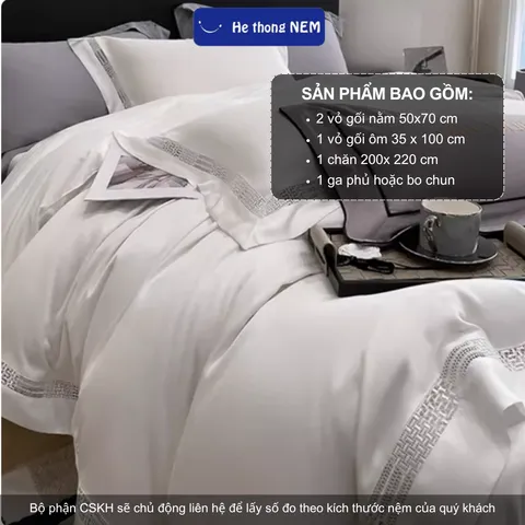 Combo Chăn Ga Gối 5 Món Lụa Tencel Cao Cấp - Sang Trọng, Mềm Mại, Thoáng Khí, Bộ Vỏ Chăn Ra Drap Đầy Đủ, Giao Hàng Nhanh