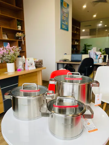 Bộ Nồi Inox 3 Đáy Nagakawa Aki NAG1357 - Chất Liệu Inox 304 Cao Cấp, Dùng Cho Mọi Loại Bếp, Đường Kính 16-20-24cm