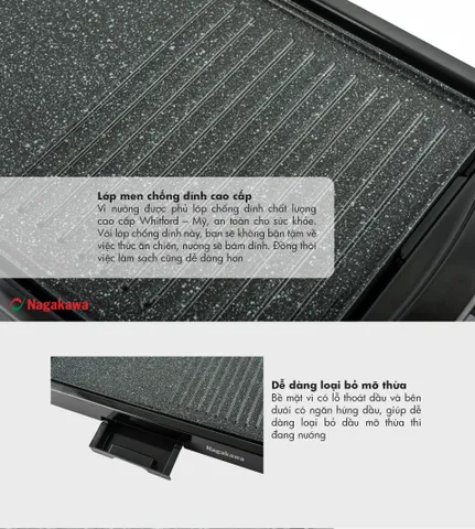 Bếp Nướng Điện Nagakawa NAG3101 (1650W) - 5 mức nhiệt độ linh hoạt