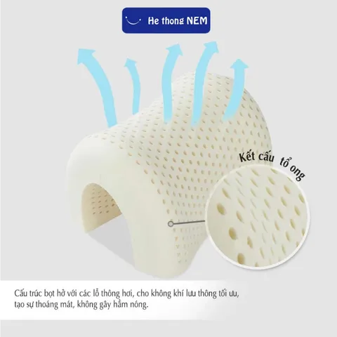 Gối Cao Su Non Chống Đau Vai Gáy - Giúp Ngủ Ngon, Thoáng Khí, Êm Ái, Giá Tốt, Bảo Hành 24 Tháng