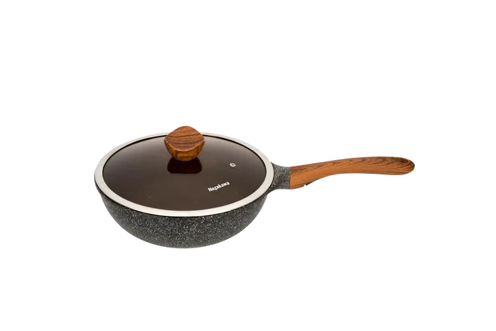 Chảo Chống Dính Nagakawa NAG3054 30cm - Nhôm Nguyên Khối Đáy Từ, Vung Kính Chịu Nhiệt, Dùng Được Mọi Loại Bếp