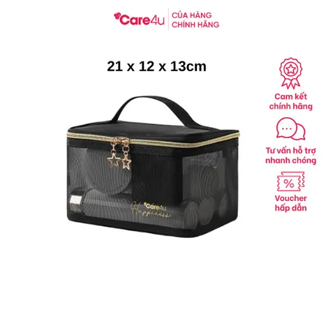 Túi Đựng Mỹ Phẩm Cao Cấp Care4U 21x12x13 cm - Túi Lưới Thanh Lịch, Tiện Lợi Cho Du Lịch và Công Sở, Quà Tặng Hữu Ích