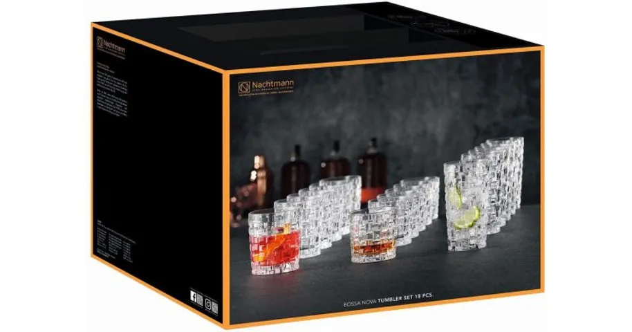 Bộ Cốc Nachtmann Bossa Nova 18 Chiếc - Ly Uống Nước Dài, Nước, và Rượu Whisky Bằng Thủy Tinh Sang Trọng cho Bàn Ăn