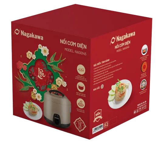 Nồi cơm điện cơ Nagakawa NAG0145 (1,8L - 900W) - Lòng dạng niêu - nhôm
