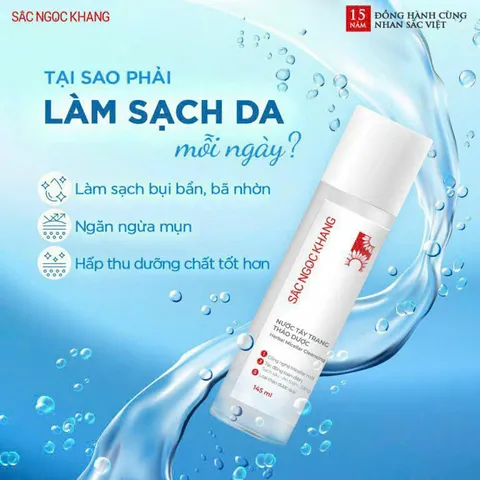Nước Tẩy Trang Thiên Nhiên Sắc Ngọc Khang 145ml - Làm Sạch Sâu, Giảm Mụn, Chiết Xuất Hoa Hồng, An Toàn Cho Mọi Loại Da