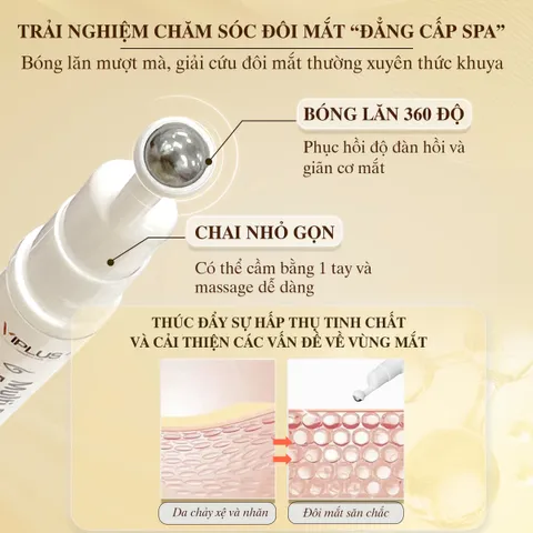 Serum Lăn Mắt VIPLUS+ Multi-P Eye Serum Giảm Nhăn, Dưỡng Ẩm, Chống Oxy Hóa - Đầu Lăn 360° Tiện Lợi, Cảm Giác Mát Lạnh 10ml
