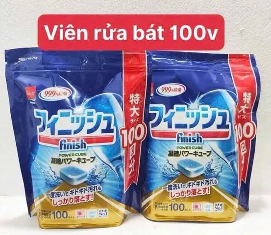 Viên rửa bát Finish Nhật Bản 100 viên - Tẩy rửa, làm bóng, khử mùi cho bát đĩa hiệu quả, an toàn cho sức khỏe